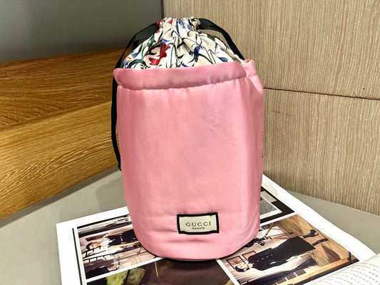 Gucci Satin Pink Makeup Drawstring bag