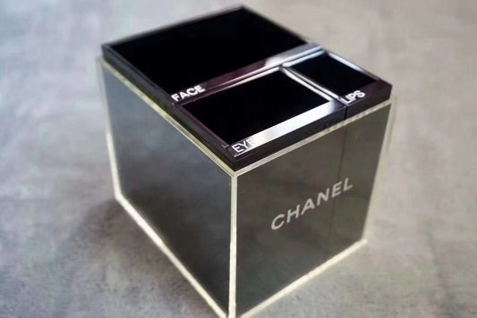 Chanel black acrylic makeup tools holder tray