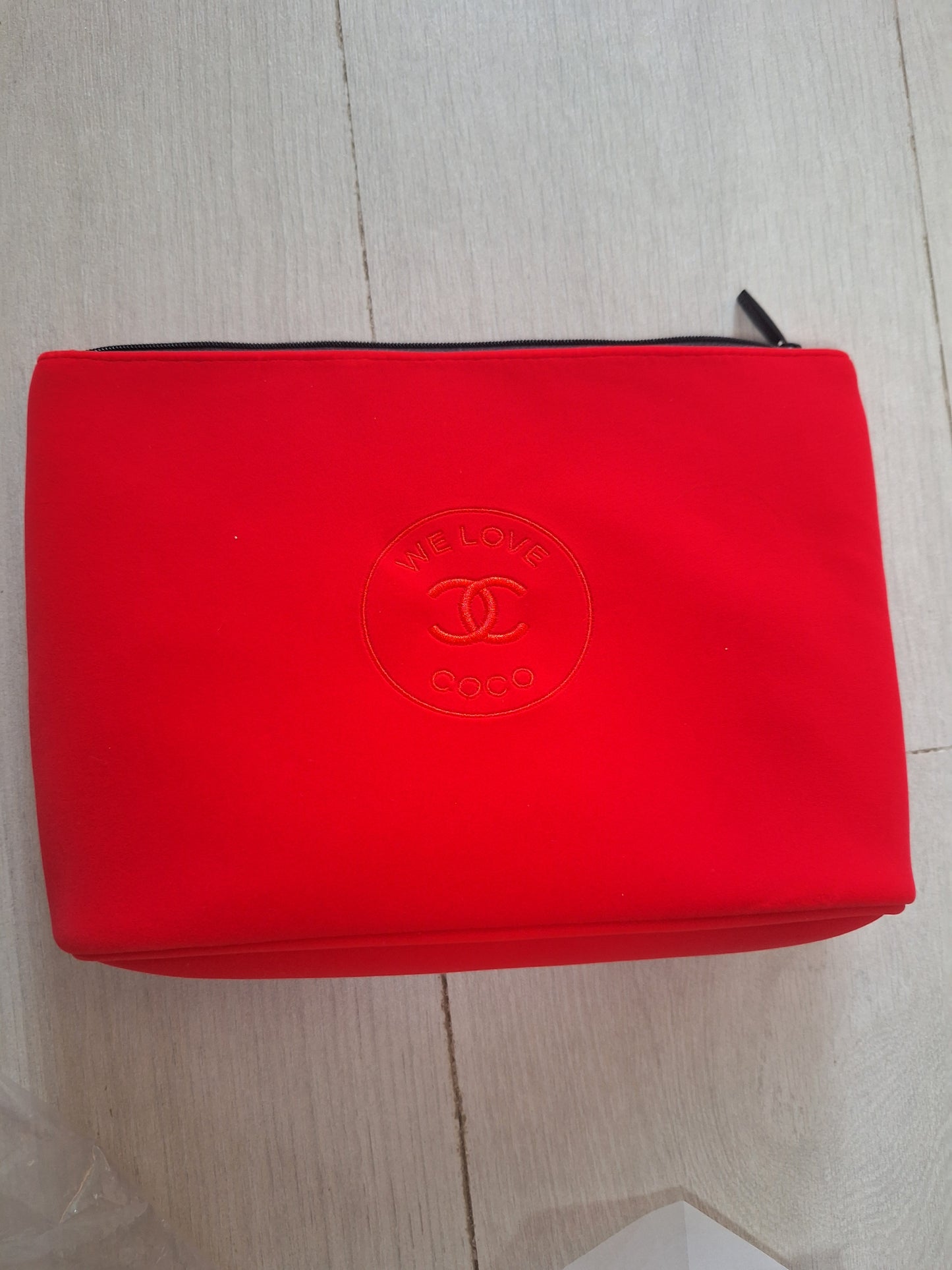 Chanel CoCo Love Red Velvet Large Makeup Pouch Clutch bag VIP GIFT