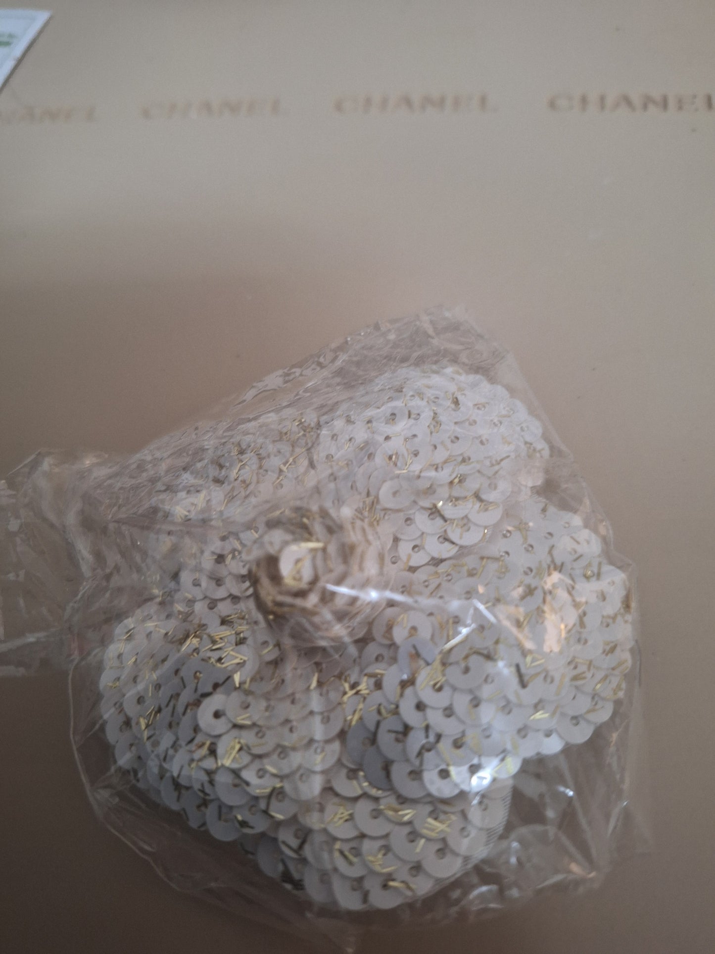 Chanel white sequin Camellia Brooch PIN rare