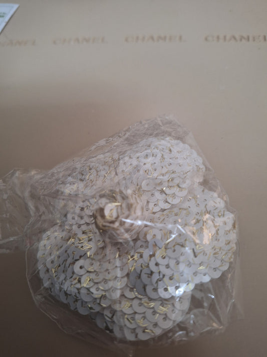 Chanel white sequin Camellia Brooch PIN rare