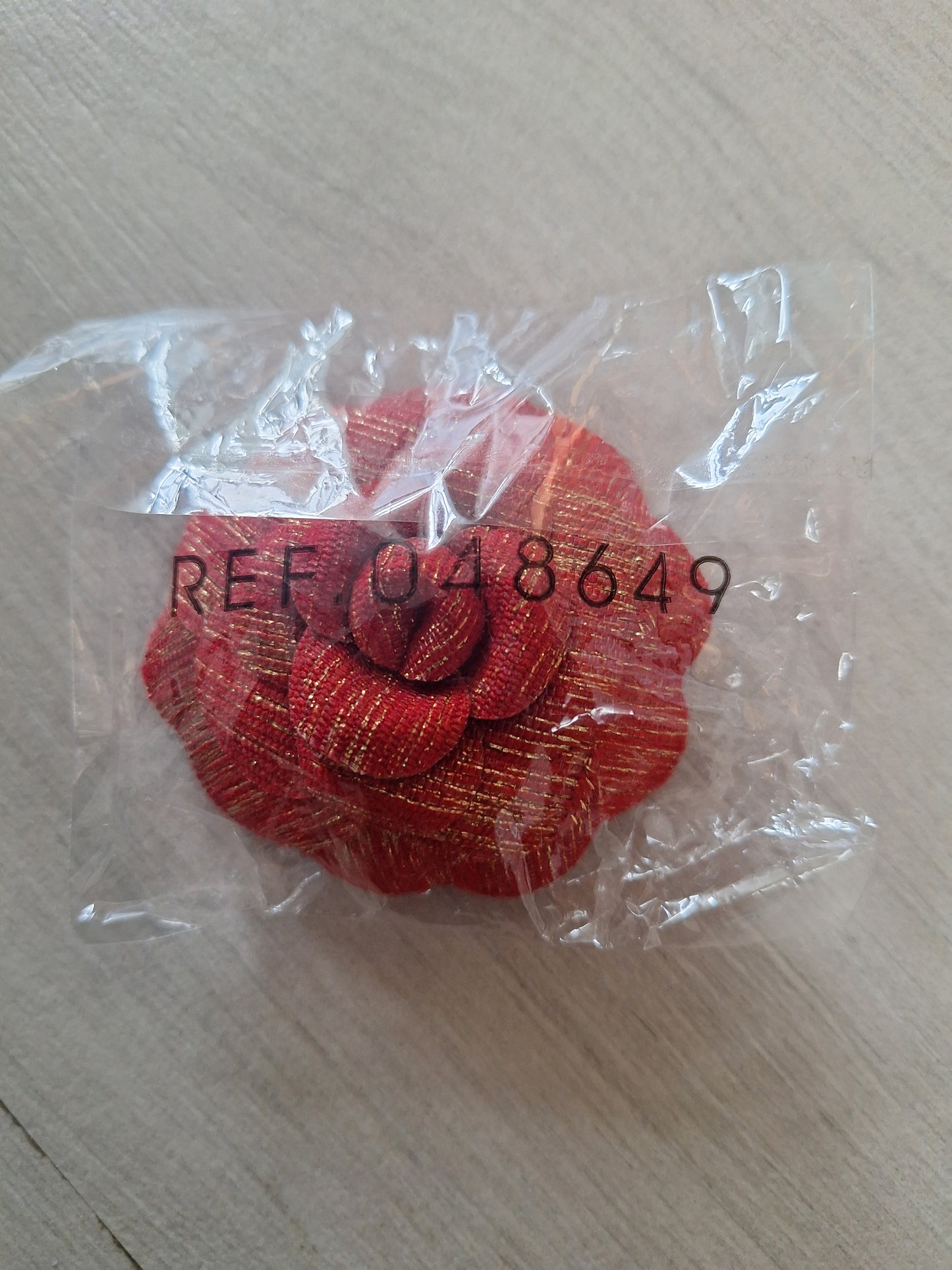 Holiday Red Gold Woven Camellia Brooch PIN 2020