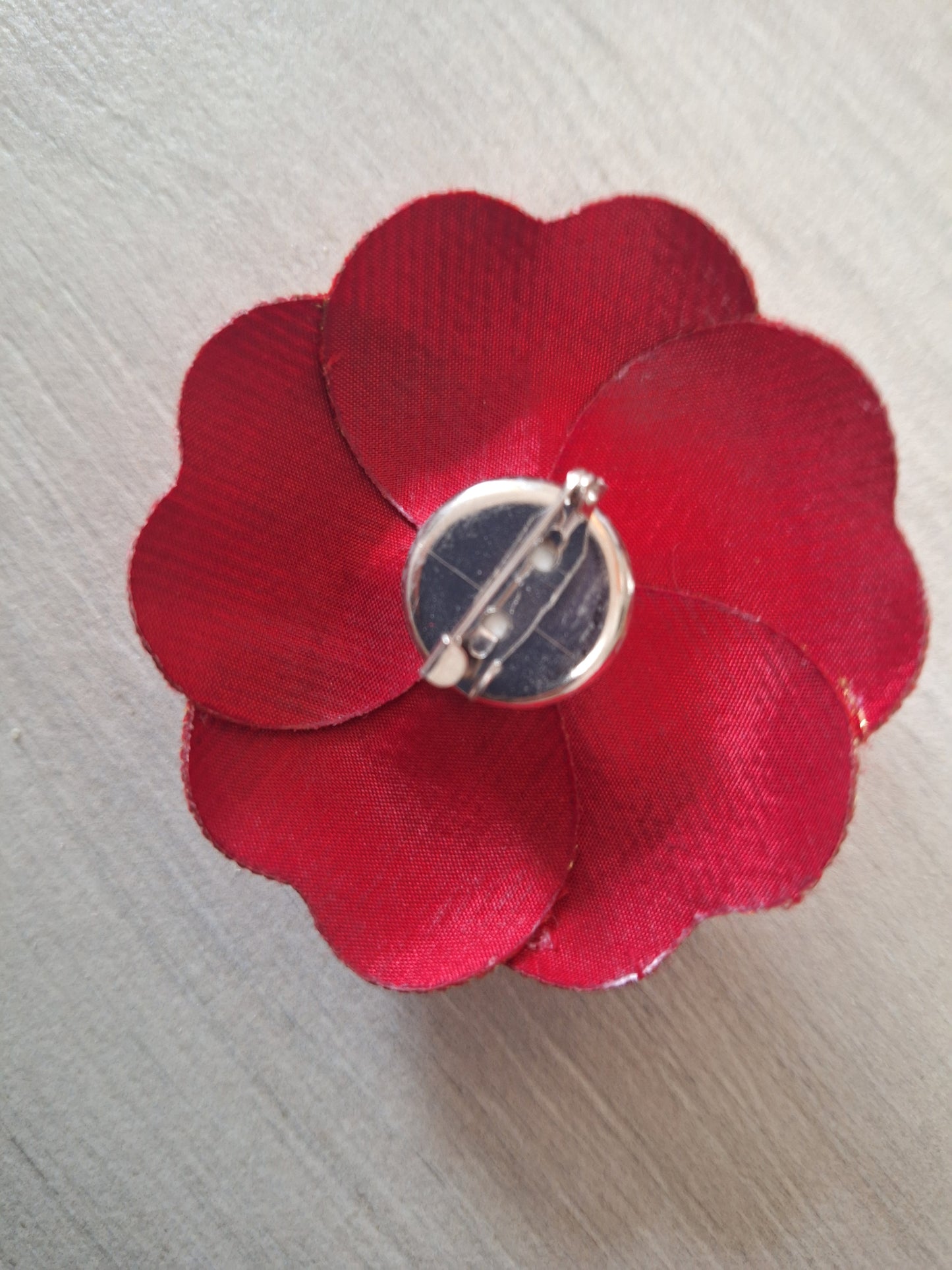 Holiday Red Gold Woven Camellia Brooch PIN 2020