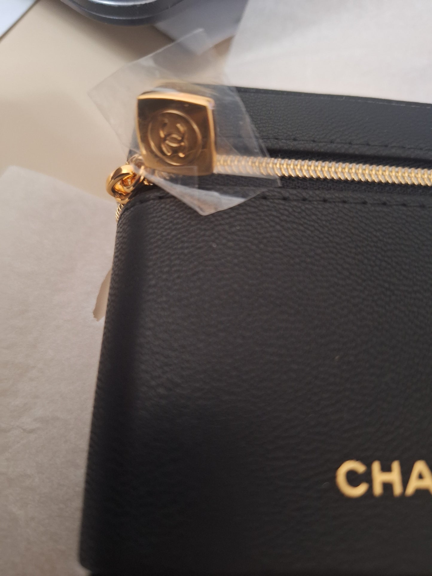Chanel  Small leather Lipstick zipped Pouch with mirror VIP gift
