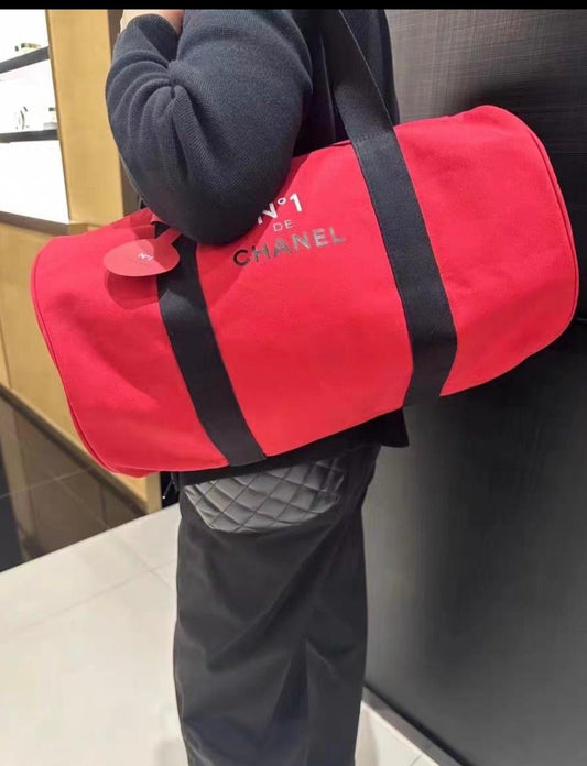2024 Chanel Red Cameliia No. 1 Duffle Yoga Travel Bag Rare