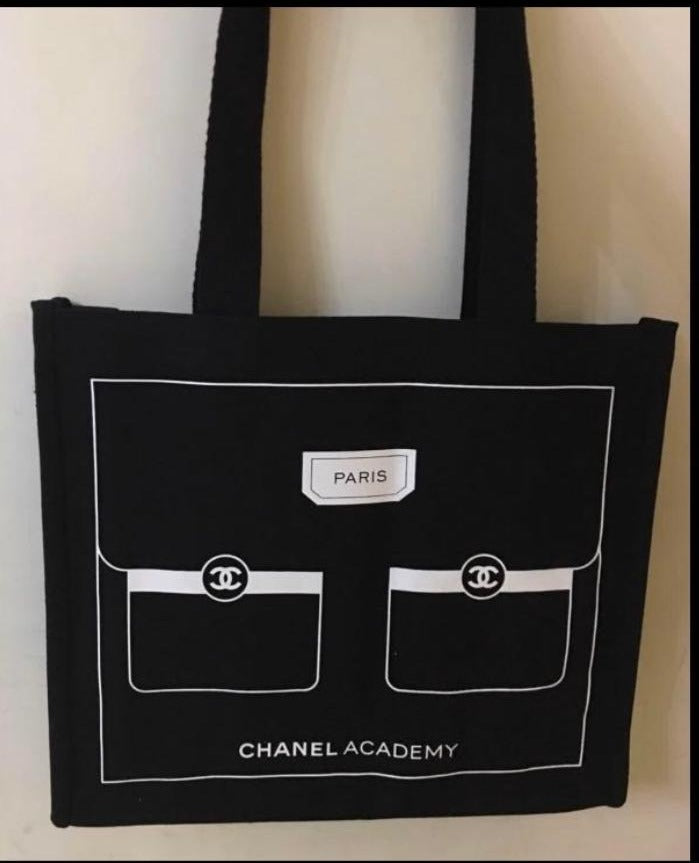 Chanel canvas academy tote bag
