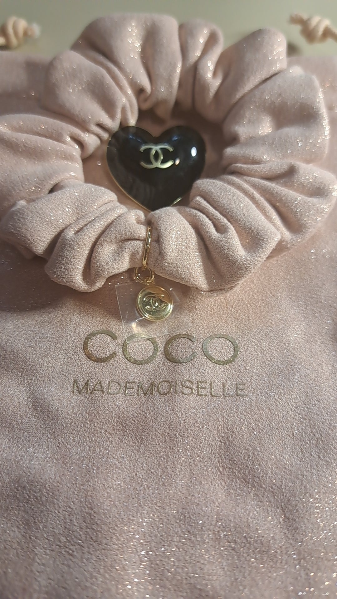 Chanel coco mademoiselle hairtie with heart charm