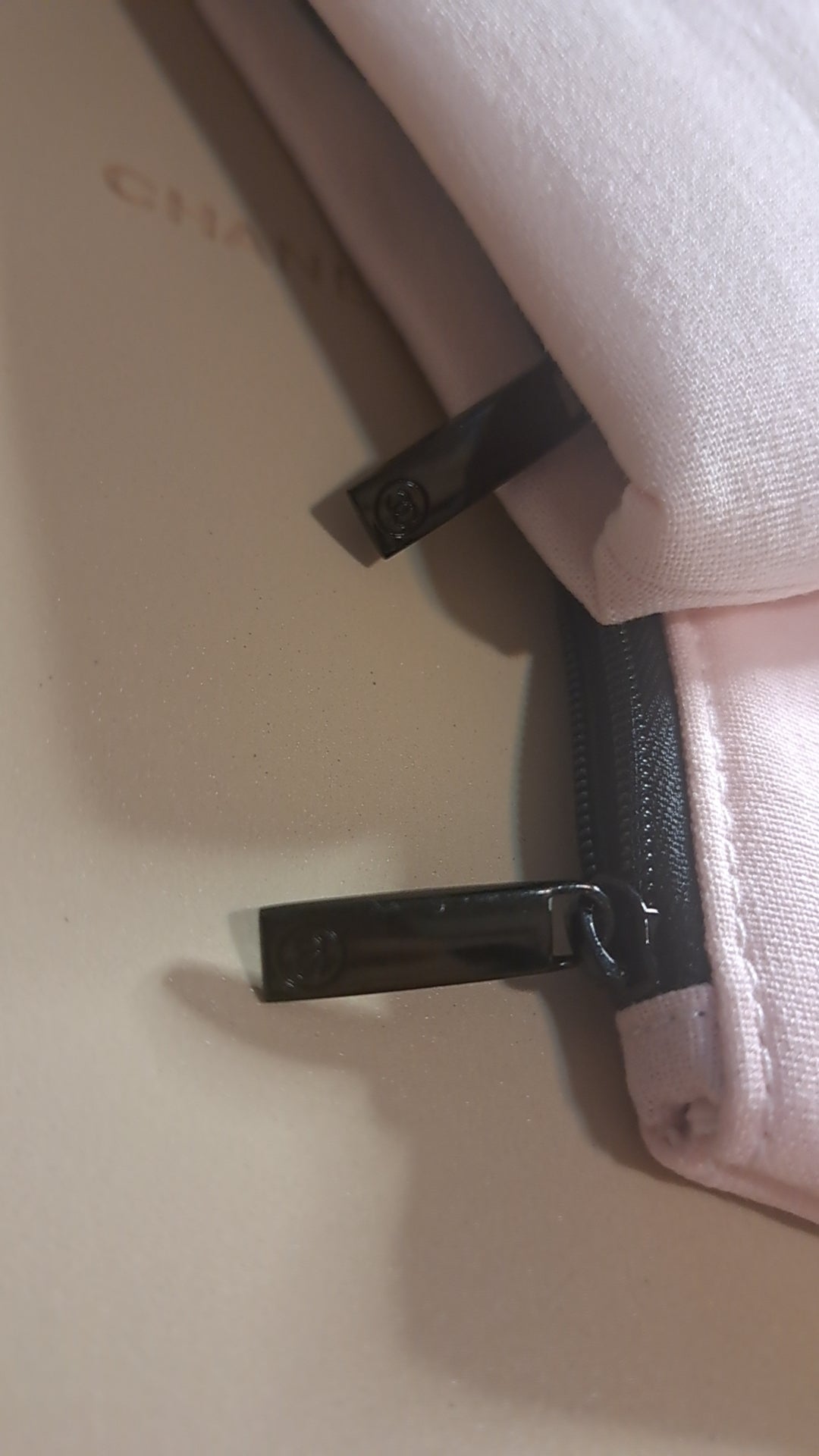 Chanel le lift pink large linen Pouch Bag + makeup bag set