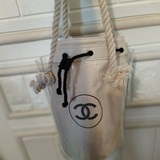 Chanel Ivory Makeup Drawstring bag with DIY jelly bucket