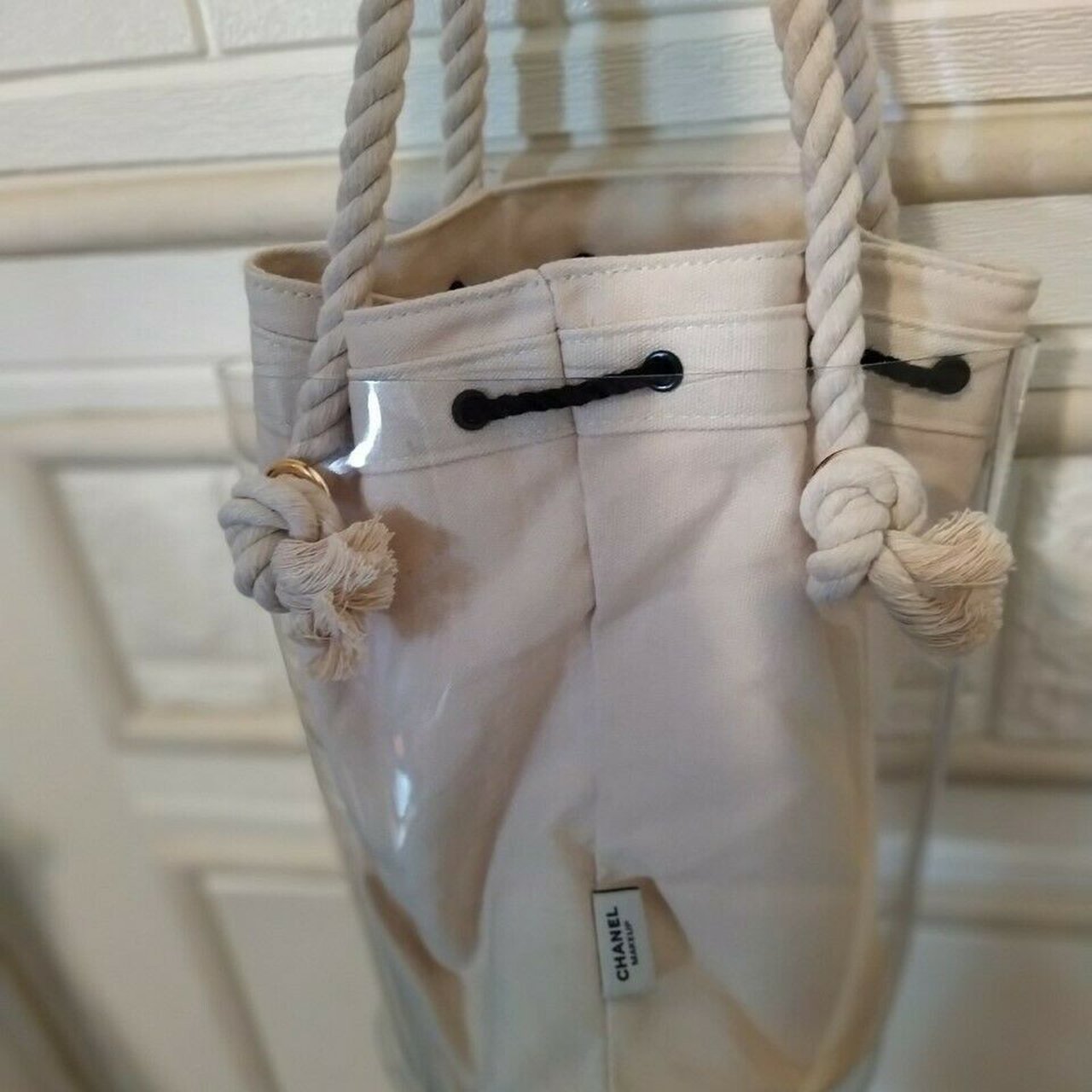 Chanel Ivory Makeup Drawstring bag with DIY jelly bucket