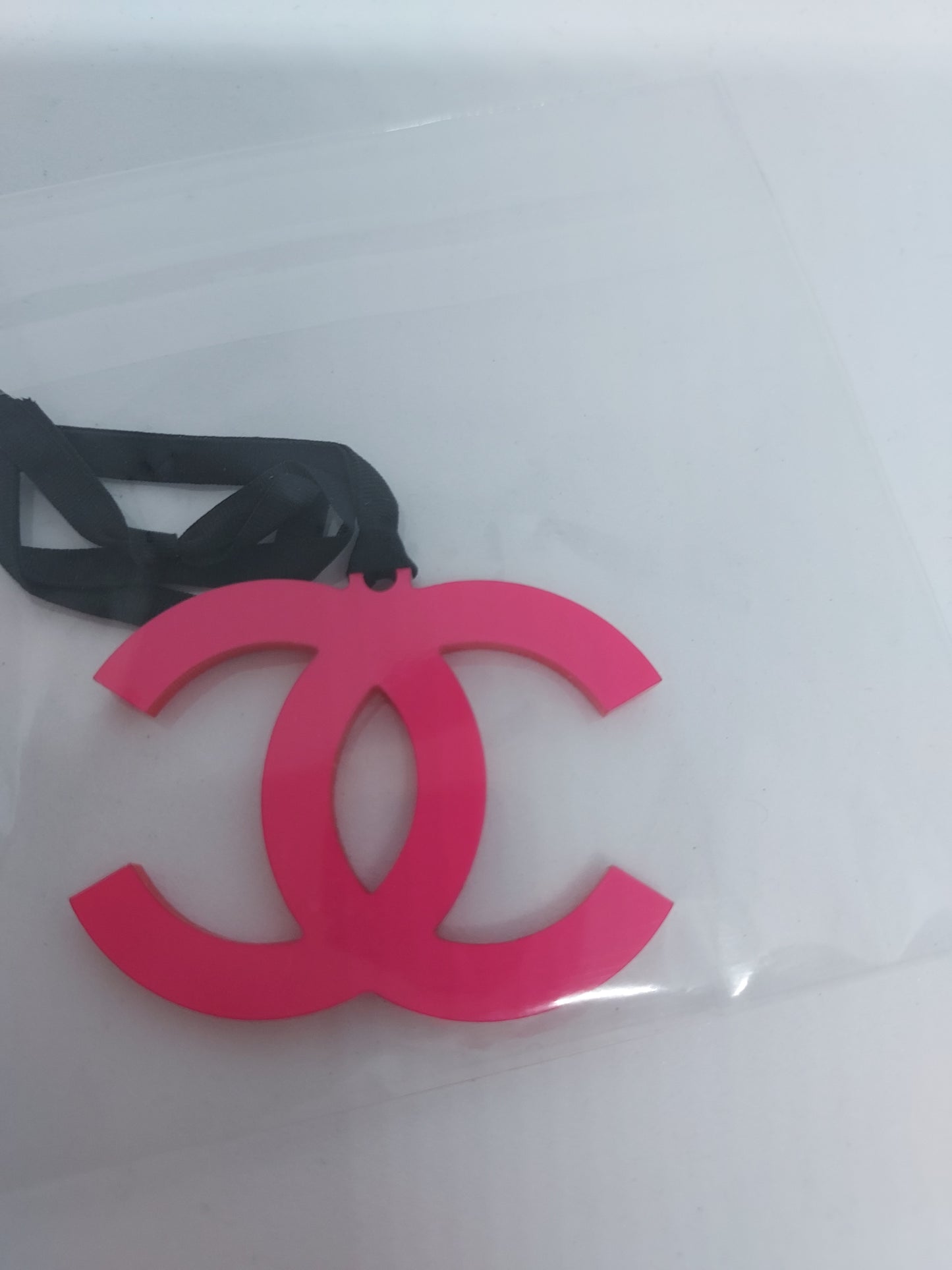 Chanel Hot pink charm logo plastic collectable