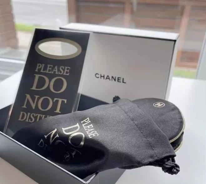 Chanel DO NOT DISTURB sleeping mask with pouch bag and Door Tag