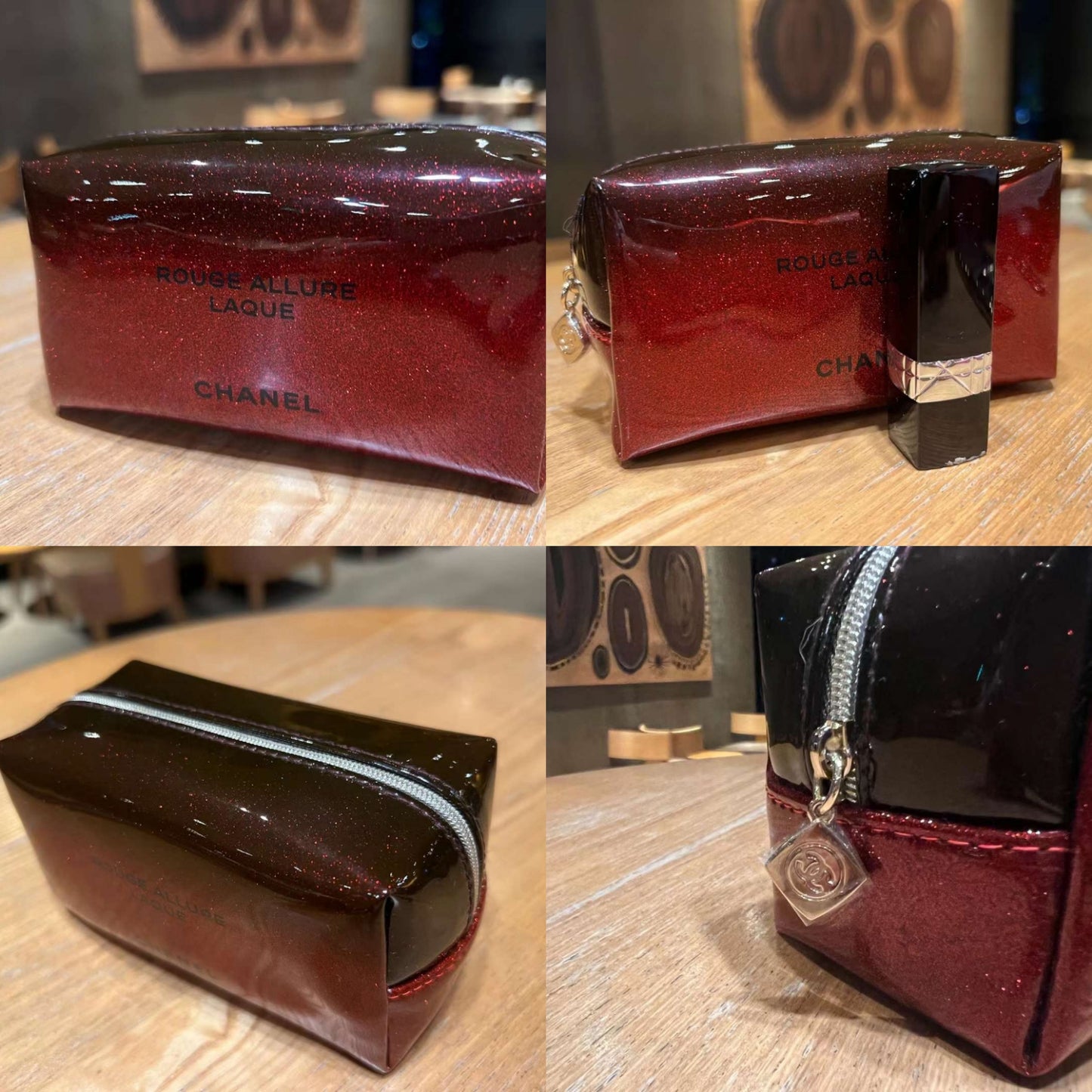 Rouge Allure Red Wine Shiny Handy Pouch bag