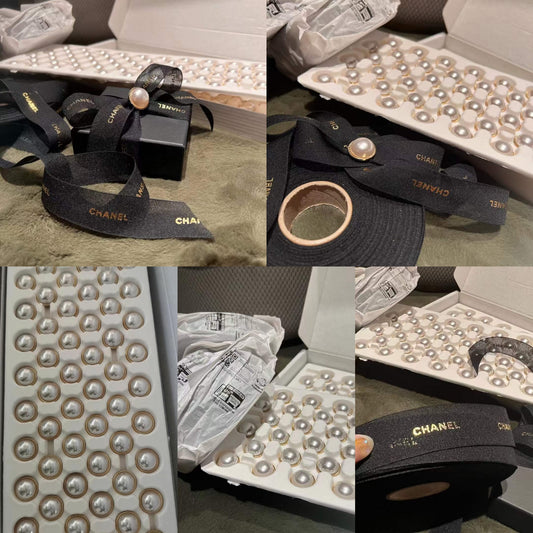 Chanel Christmas Pearl Charm with ribbon