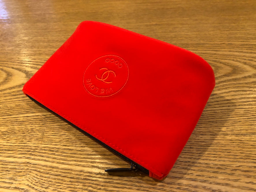 Chanel CoCo Love Red Velvet Large Makeup Pouch Clutch bag VIP GIFT