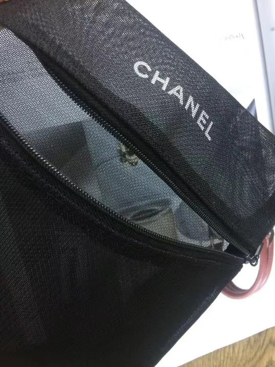 Chanel Mesh Pouch Makeup Bag Black
