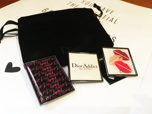 Dior Metal Pins Set of 3pcs Crystal face with Velvet Pouch