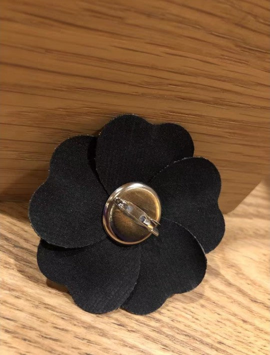 Holiday Black Gold Woven Camellia Brooch PIN 2020