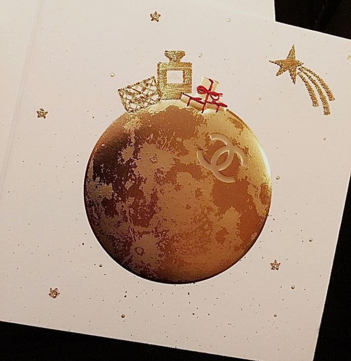 Chanel Seasonal Gold Globe Ball Greeting Card Collection