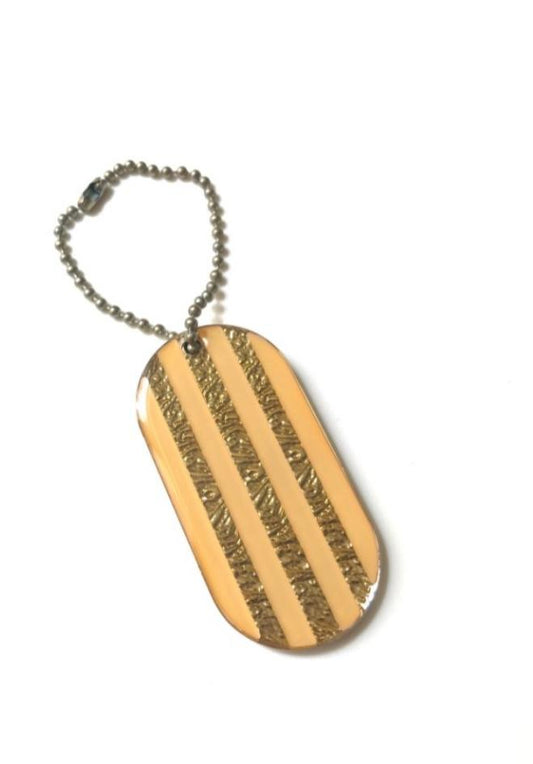 Brand New Chanel orange stripes Dog Tag Key Chain