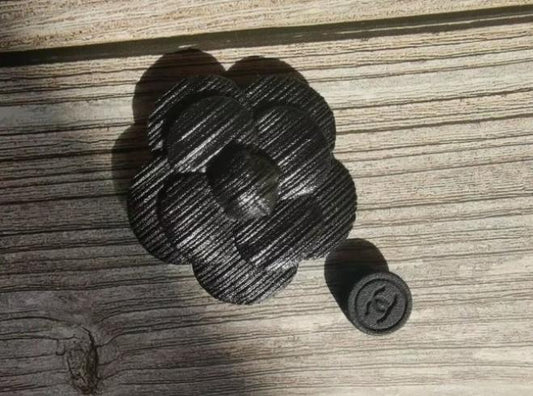 Chanel Le Volume Black Camellia Resin brooch badge magnet rare