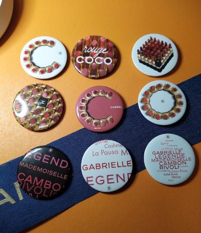 CHANEL Beaute badge round pin set of 9 pcs VIP gift collectible
