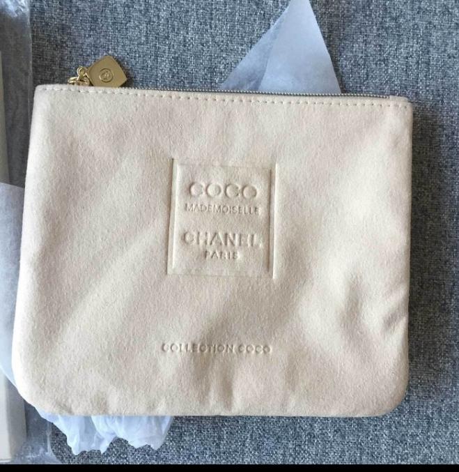 Coco Mademoiselle Beige Small  Suede Zipper Wallet VIP Gift