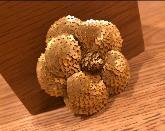 Chanel Gold sequin Camellia Brooch PIN rare