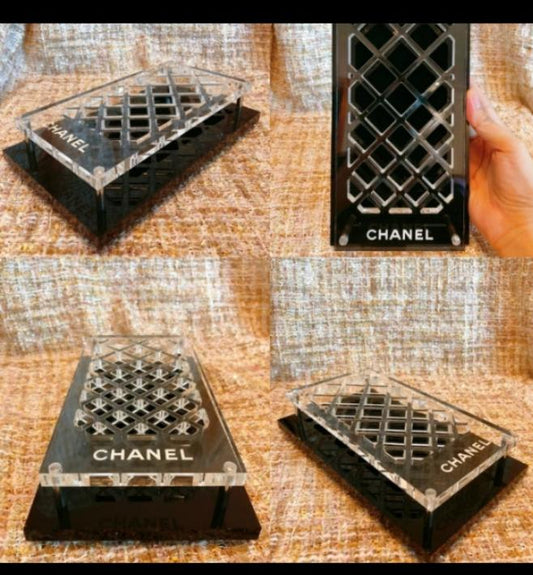 Chanel black acrylic makeup tools holder tray