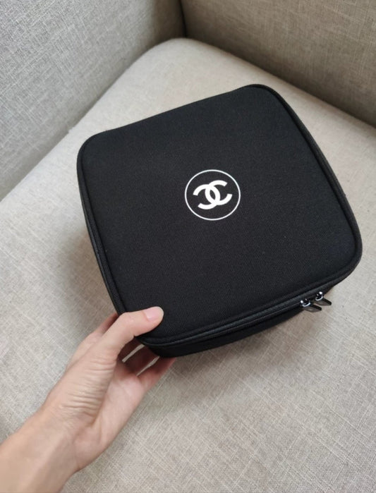 Chanel Huge Makeup Storage Pouch with Mirror Makeup Case Holder