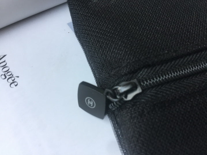Chanel Mesh Pouch Makeup Bag Black