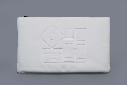 Chanel skincare White Embossed pouch bag in box