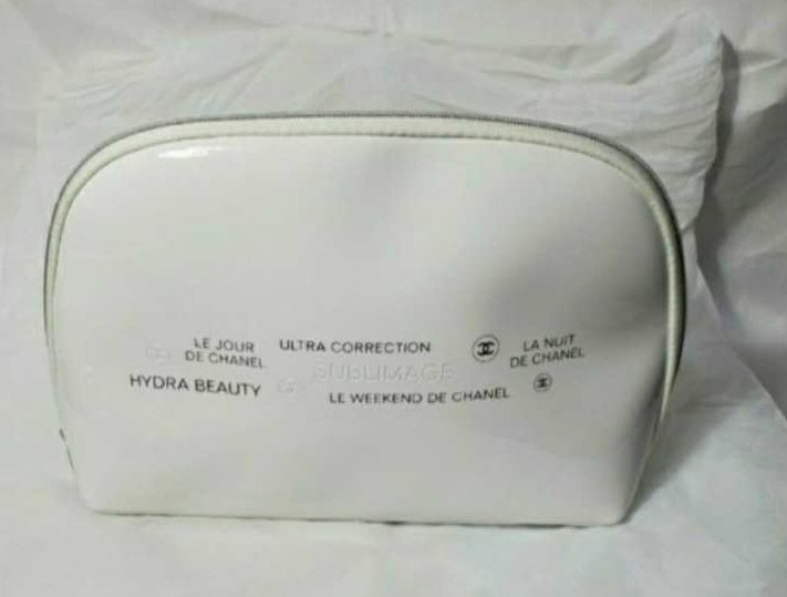 Chanel Sublimage Large White ophidia Patent Makeup Pouch Bag