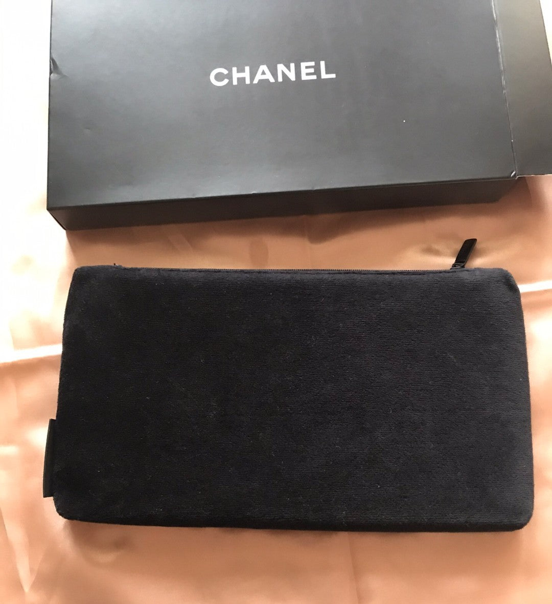 Chanel Black Logo Embossed Fluffy large pouch bag RARE