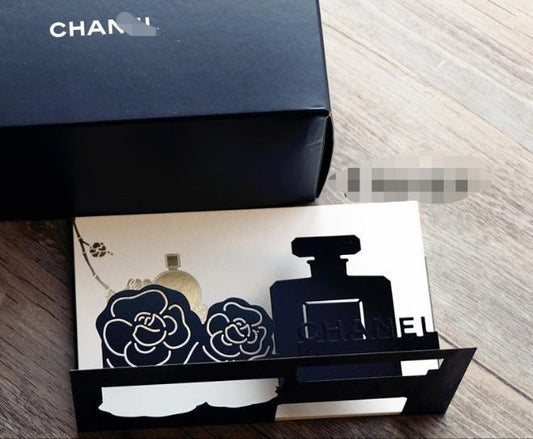 Chanel camellia name Card Holder Desktop Metal stand