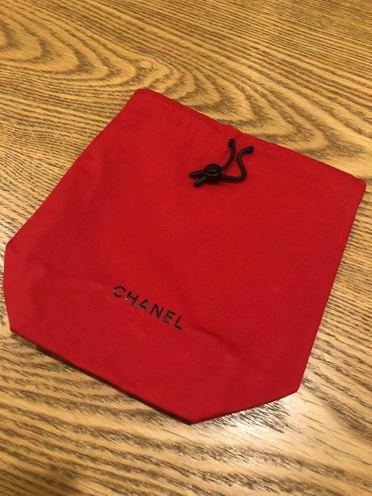 2021 Chanel Black & Red Drawstring Bag Set of 2pcs Rare