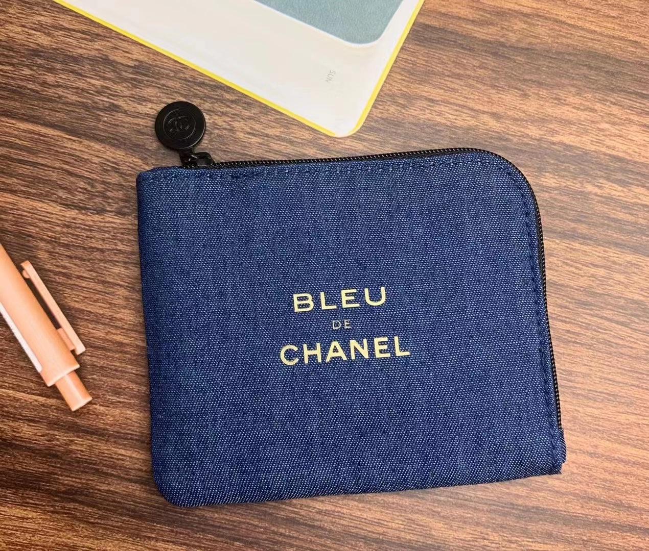 Bleu De Chanel Small Denim Zipper Wallet VIP Gift
