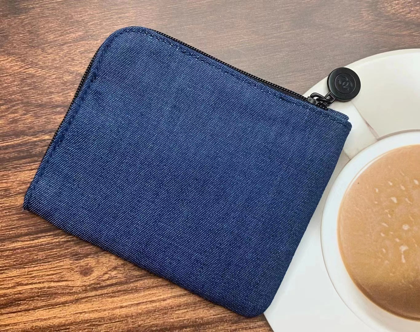 Bleu De Chanel Small Denim Zipper Wallet VIP Gift