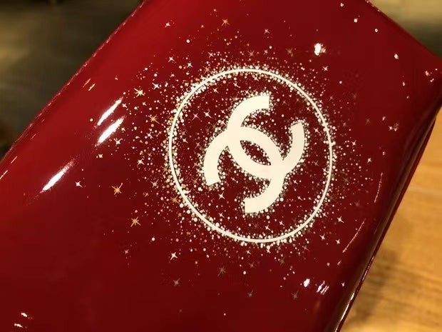 Chanel Red Holiday Patent Makeup Pouch bag in Box 2019