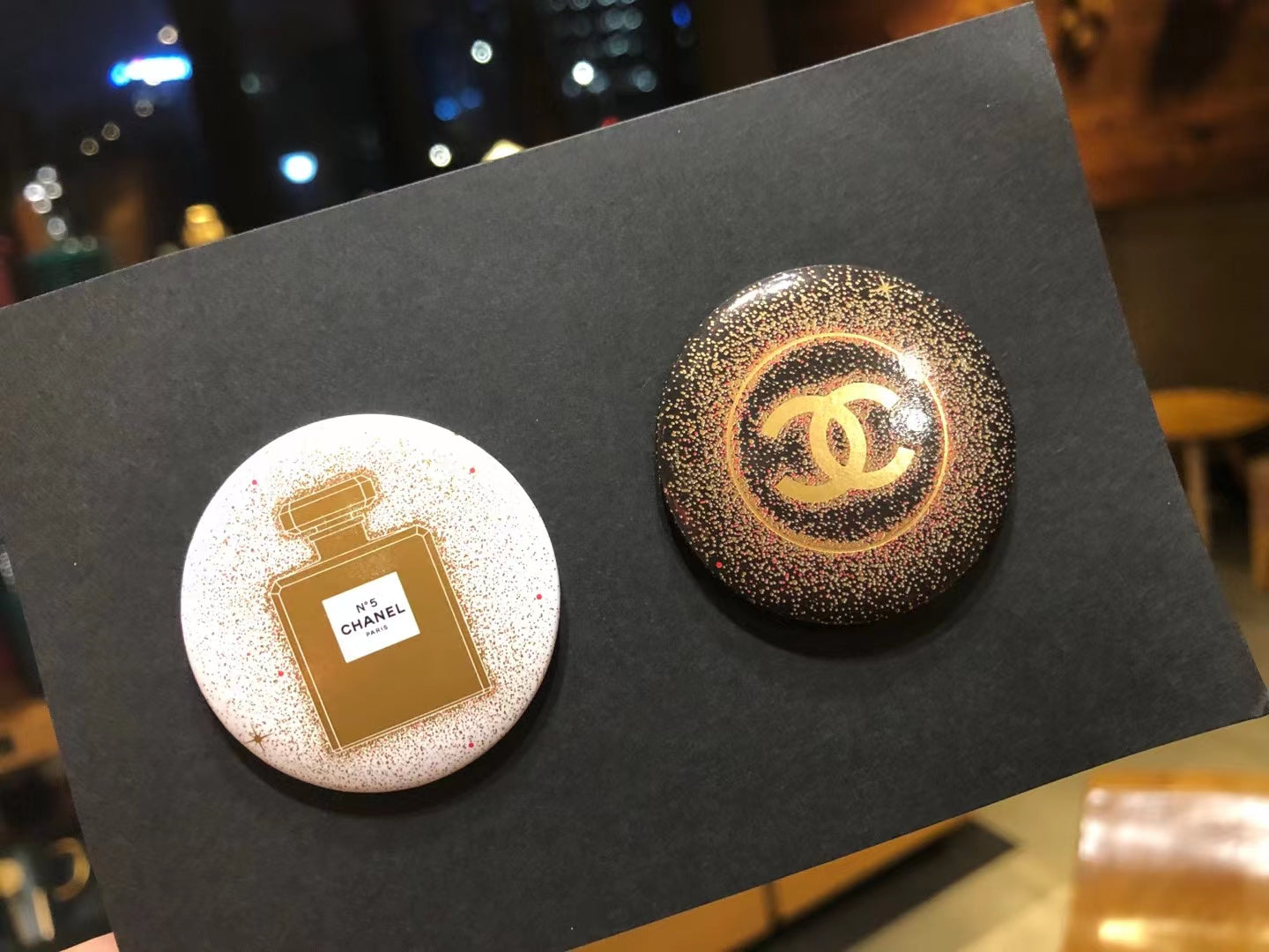 Chanel Christmas Badge Pins set of 2pcs