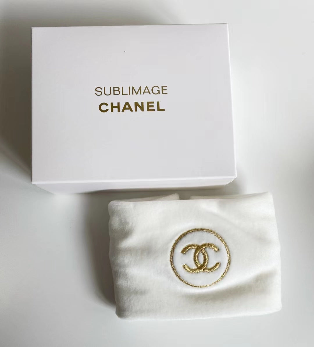 Chanel Sublimage Headband Ivory Gold Logo New in Box