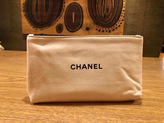 Chanel Suede Beige Handy Makeup Pouch