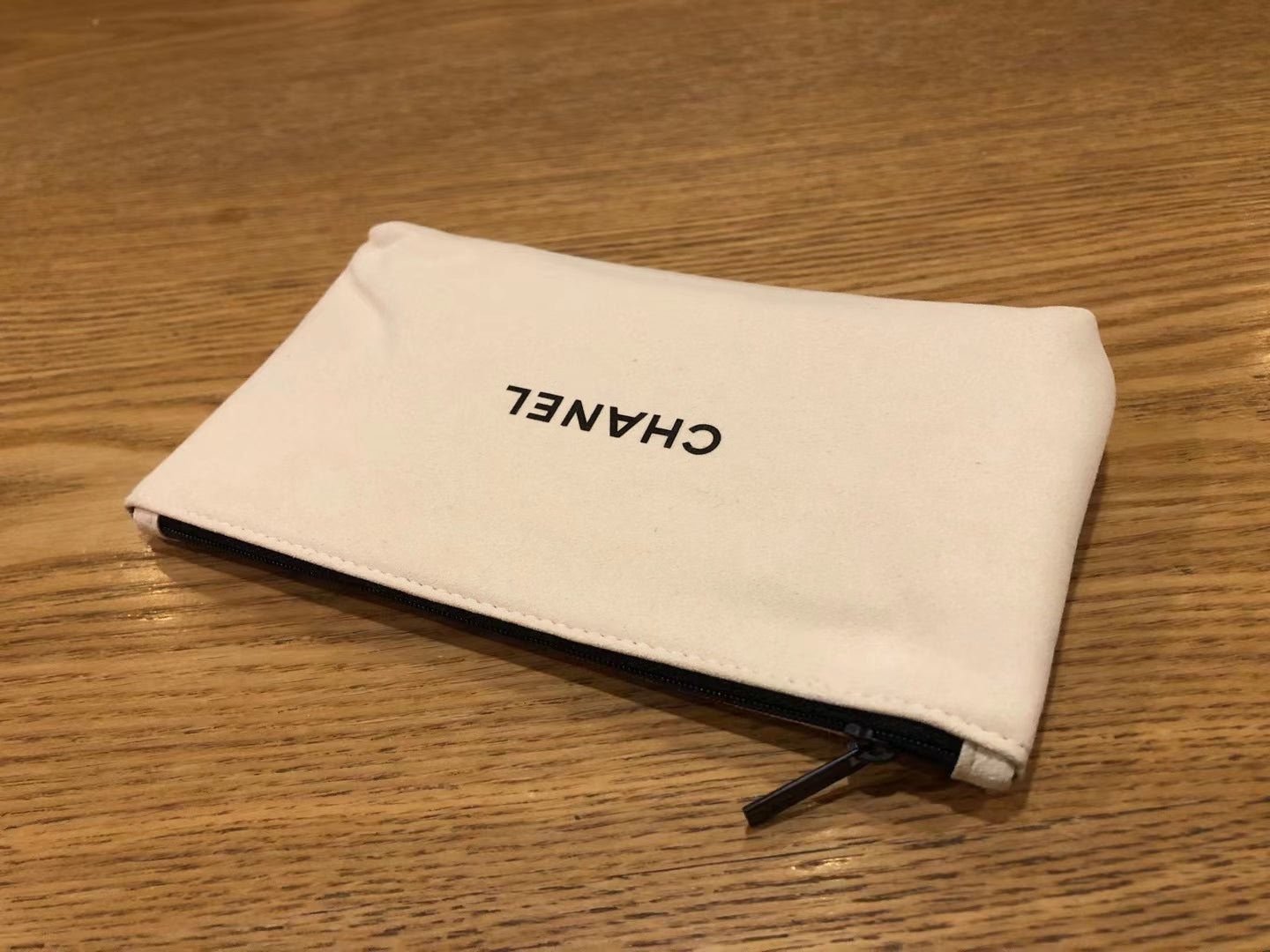 Chanel Suede Beige Handy Makeup Pouch