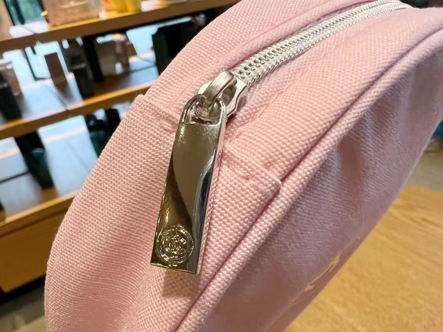 Chanel Light pink Canvas ROUND Makeup Pouch baG