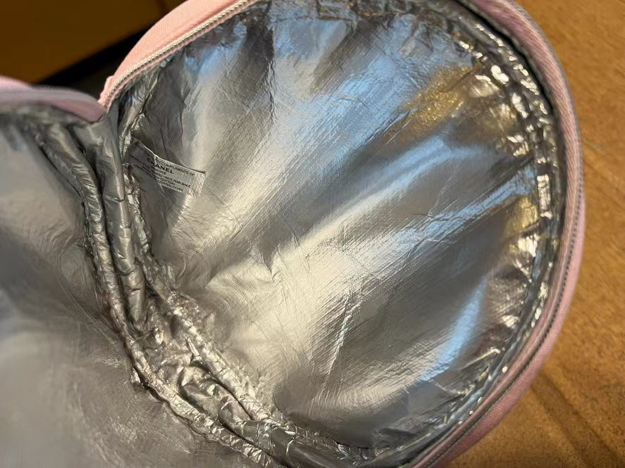 Chanel Light pink Canvas ROUND Makeup Pouch baG