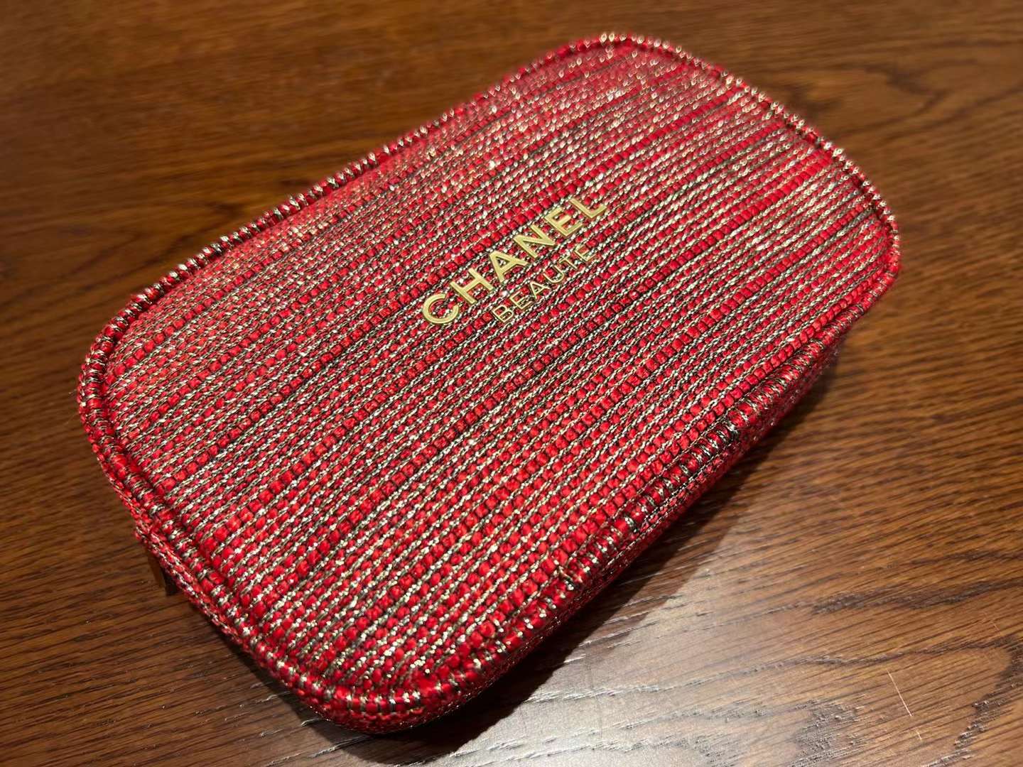 Chanel Red Tweed Makeup Pouch Clutch bag 2022 VIP GIFT