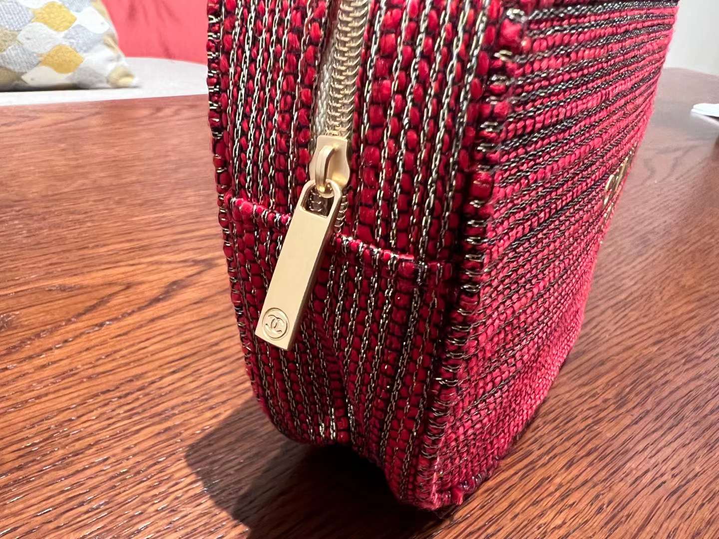 Chanel Red Tweed Makeup Pouch Clutch bag 2022 VIP GIFT