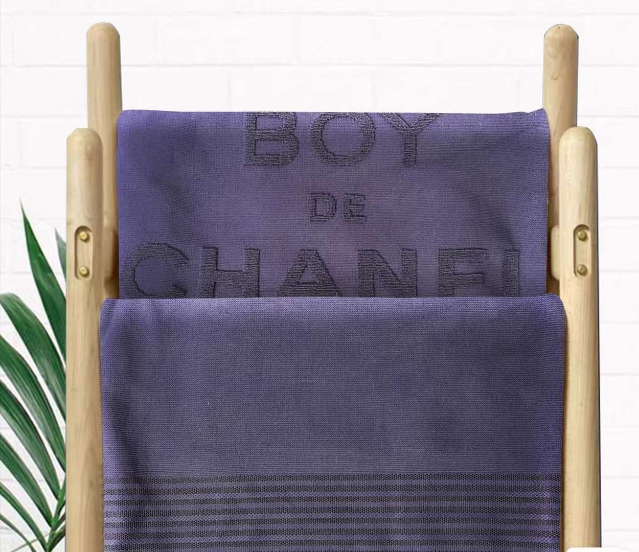 Boy De Chanel Dark Blue Large Beach Towel in Pouch Bag 188 x 102cm