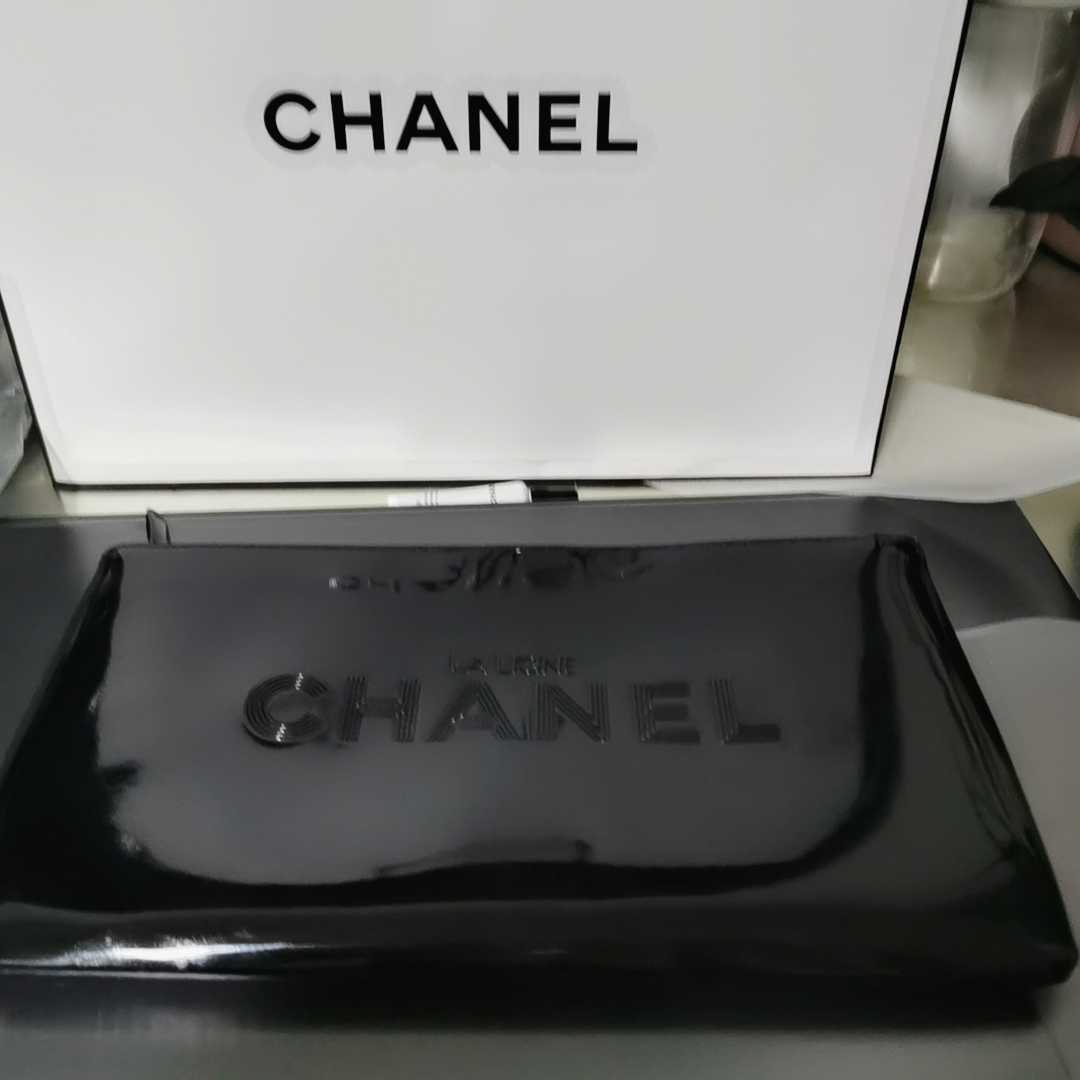 Chanel LA Ligne chanel Black Patent Makeup Pouch bag in Box