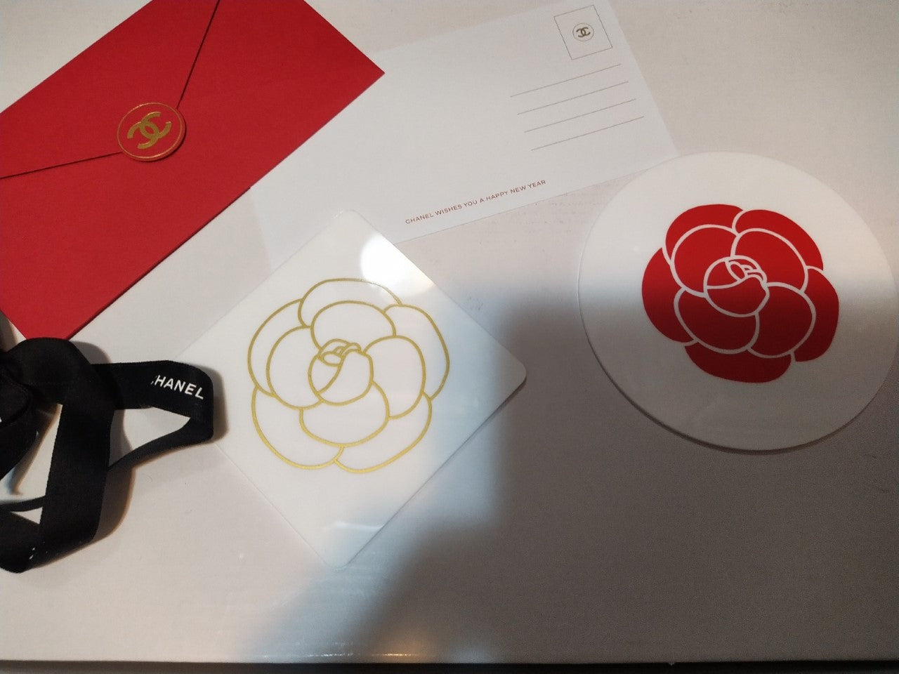 Chanel Camellia Acrylic Coasters set of 2pcs